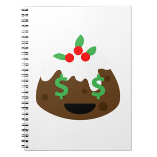 Caderno Espiral pudim de natal com olhos de dinheiro