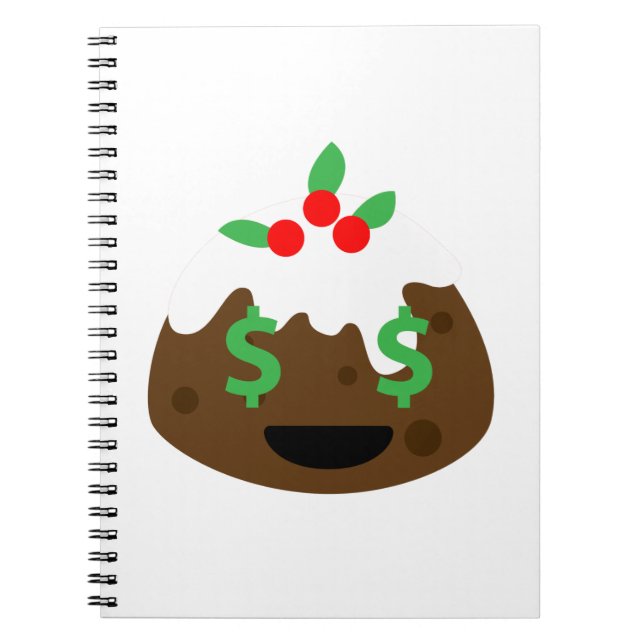 Caderno Espiral pudim de natal com olhos de dinheiro (Frente)