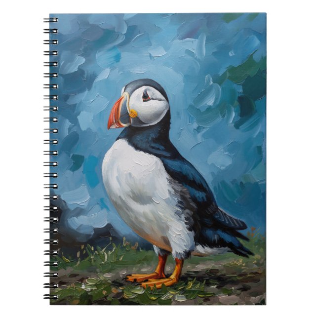 Caderno Espiral Puffin Notebook | Atlantic Puffin Bird Art Journal (Frente)