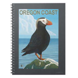 Caderno Espiral Puffin Tufado na Costa do Oregon