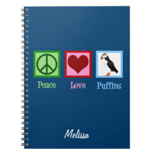 Caderno Espiral Puffins do Amor pela Paz