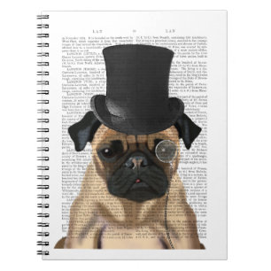 Caderno Espiral Pug, Chapéu Formal e Chapéu