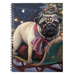 Caderno Espiral Pug Christmas Fesason Season
