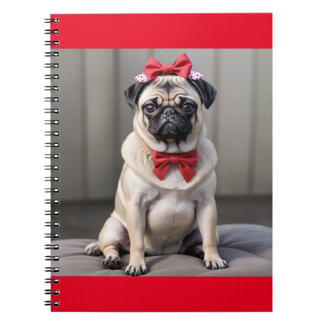 Caderno Espiral Pug com arco (Frente)
