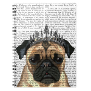 Caderno Espiral Pug Com Tiara