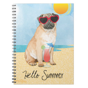 Caderno Espiral Pug de Verão