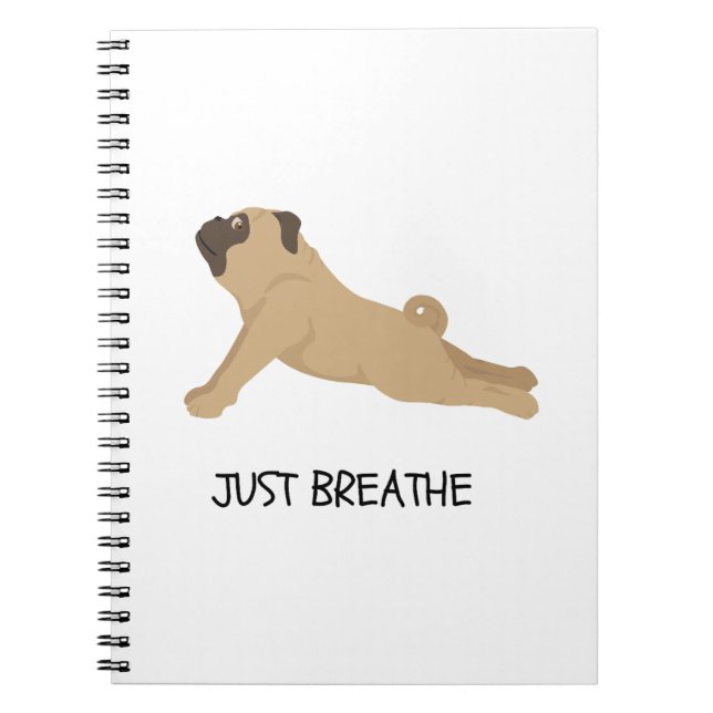 Caderno Espiral Pug Diário: Respire o notebook (Frente)