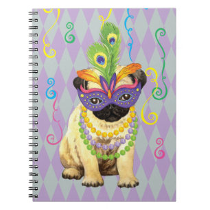 Caderno Espiral Pug do carnaval