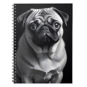 Caderno Espiral Pug Dog Adorable Cute Pet Retrait Poster Art