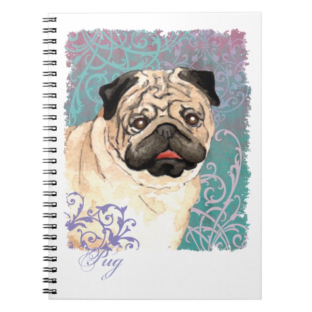Caderno Espiral Pug elegante (Frente)