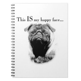 Caderno Espiral Pug Happy Face