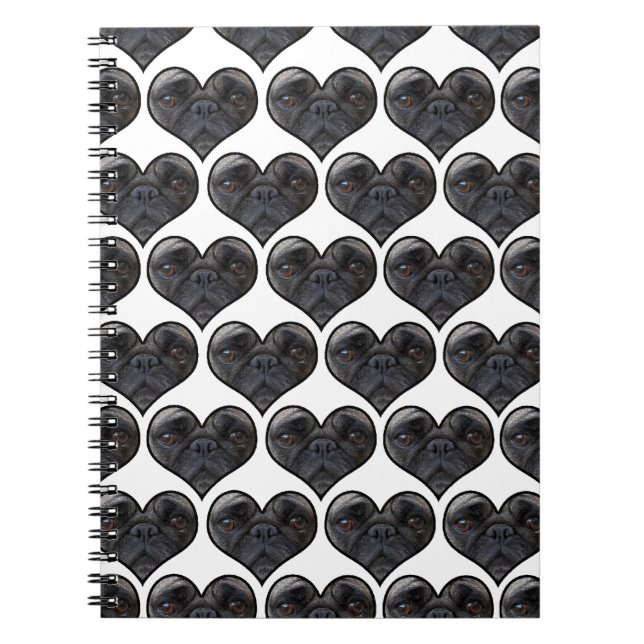 Caderno Espiral Pug Hearts (Frente)