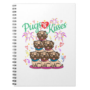 Caderno Espiral Pug N Kisses Pug Dog Lover