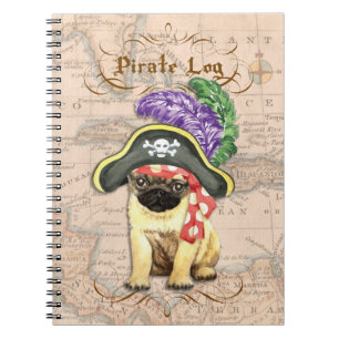 Caderno Espiral Pug Pirate