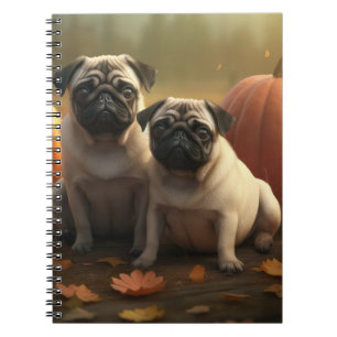 Caderno Espiral Pug Puppy Autumn Delight Pumpkin