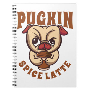 Caderno Espiral Pugkin Spice Latte Café Pumpkin Spice Pug Propriet