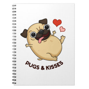Caderno Espiral Pugs E Beijos Piada Engraçada De Cachorro 
