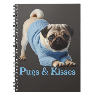 Caderno Espiral Pugs & Kisses: Adorável Design Temático de Pug