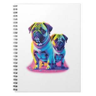Caderno Espiral Pugs Pop em Rosa