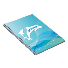 Caderno Espiral Pulando golfinho no Oceano Personalizado
