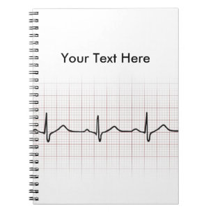 Caderno Espiral Pulsação do coração no papel de gráfico, puls