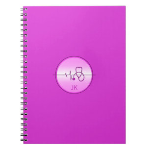 Caderno Espiral Pulso Cardíaco do Monograma de Estetoscópio Méd