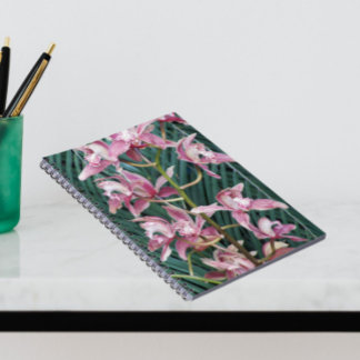 Caderno Espiral Pulverização das Orquídeas de Cymbidium Rosa
