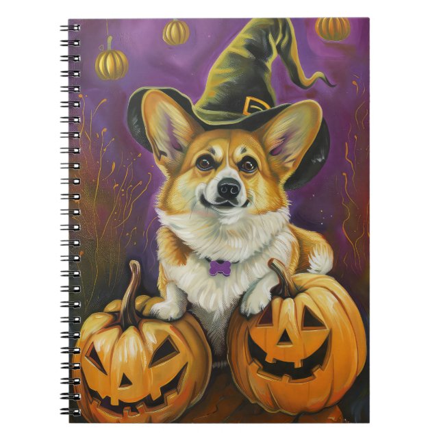 Caderno Espiral Pumpkin de Bruxa de Halloween do Cachorro Spooki (Frente)