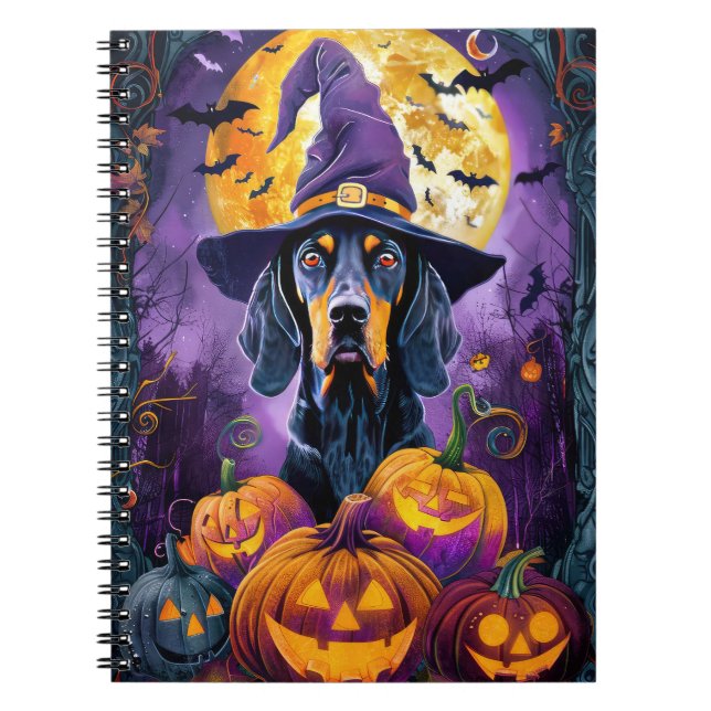 Caderno Espiral Pumpkin de Bruxas de Halloween de Bluetick Coonhou (Frente)