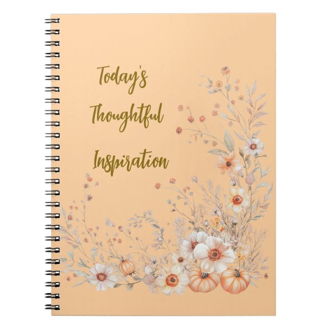 Caderno Espiral Pumpkin de queda e notebook floral (Frente)