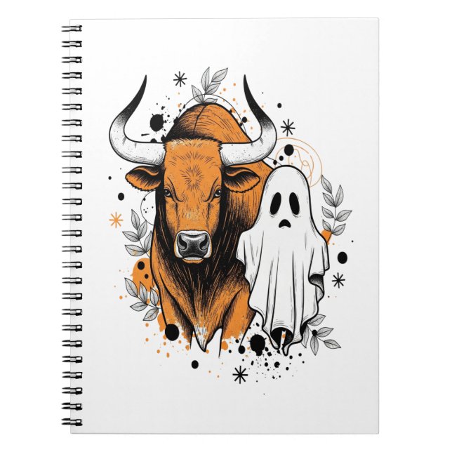 Caderno Espiral Pumpkin de Vaca do Highland Halloween (Frente)