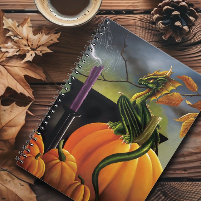 Caderno Espiral Pumpkin Dragon Cauldron Halloween (Criador carregado)