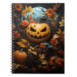 Caderno Espiral Pumpkin E Folhas De outono Do Halloween