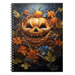 Caderno Espiral Pumpkin E Folhas De outono Do Halloween