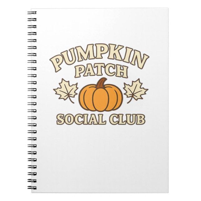 Caderno Espiral Pumpkin Patch Social Club - Estética Cozy Autumn (Frente)