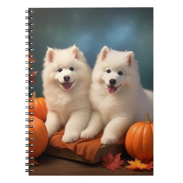 Caderno Espiral Pumpkin Samoed Puppy Autumn Delight (Frente)