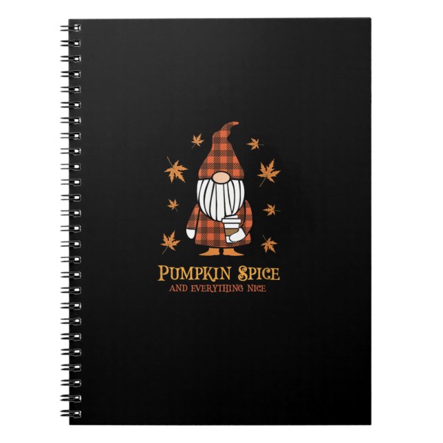 Caderno Espiral Pumpkin Spice E Tudo O Que É Bonito Cai Gnomo Bebe (Frente)