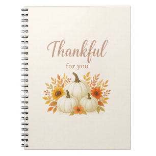 Caderno Espiral Pumpkins de queda e girassóis   Ação de Graças Ele