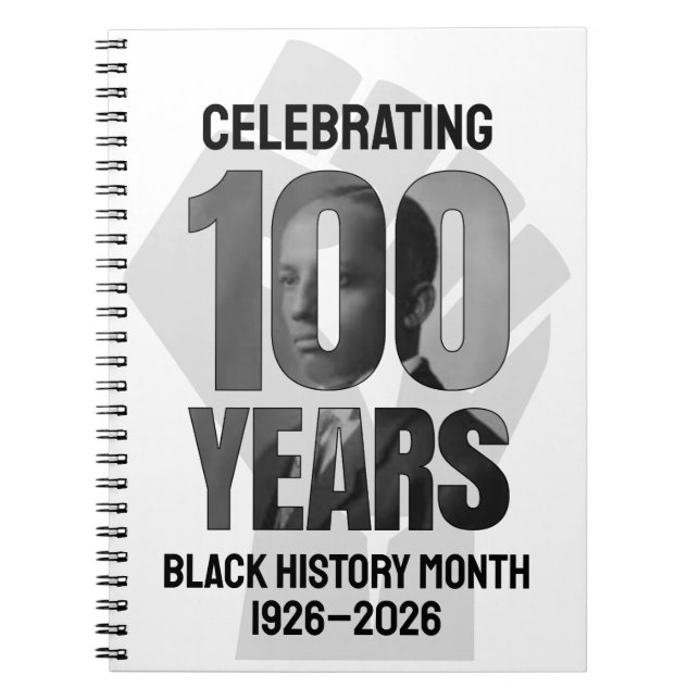 Caderno Espiral Punho de Poder MÊS DA HISTÓRIA NEGRA CENTENÁRIO  (Frente)