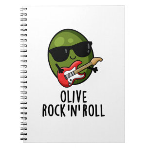 Caderno Espiral Punição de azeitona engraçada de rock and roll