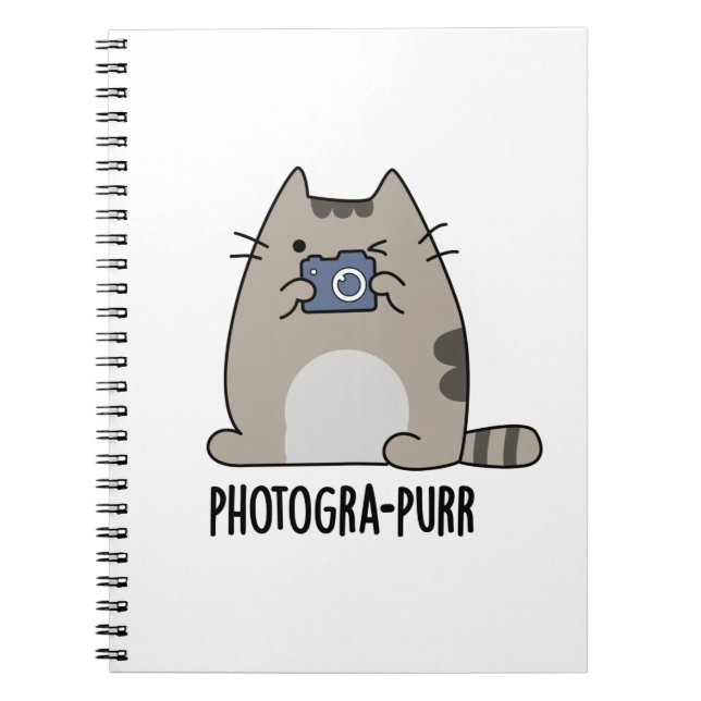 Caderno Espiral Punição de fotógrafo engraçado de gato (Frente)