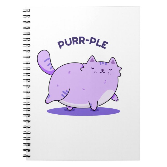 Caderno Espiral Punição engraçada do gato gordinho roxo  (Frente)