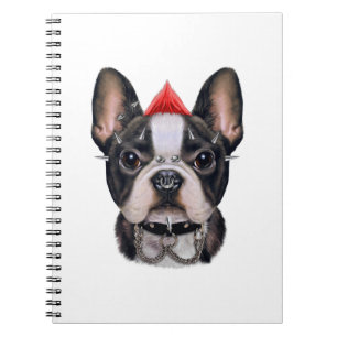 Caderno Espiral Punk Rock Style French Buldogue Para Cachorro