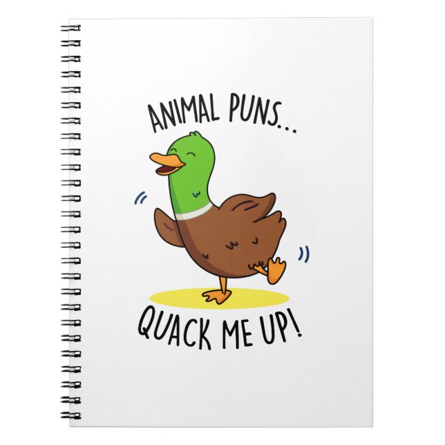 Caderno Espiral Puns de Animais Me Fazem Rir Pato Engraçado (Frente)