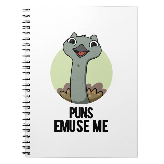 Caderno Espiral Puns Me Divertem Piada Divertida de Emu  (Frente)