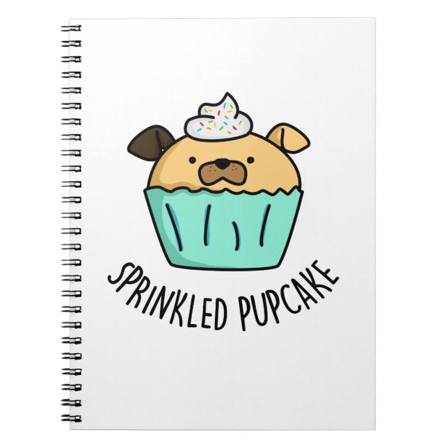 Caderno Espiral Pupcake Salpicado Piada Engraçada de Cachorrinho C (Frente)
