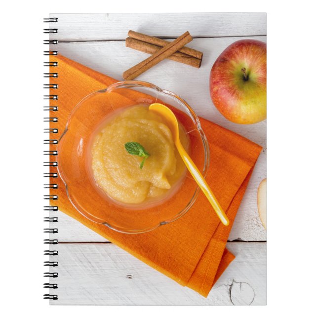 Caderno Espiral Purê de maçã com canela e colher de laranja (Frente)