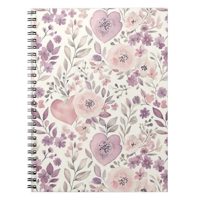 Caderno Espiral Purple Blush Pink Flowers (Frente)