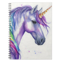 Purple e Rainbow Fantasy Unicorn Watercolor