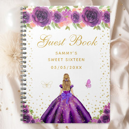 Caderno Espiral Purple Floral Blonde Hair Princess Sweet